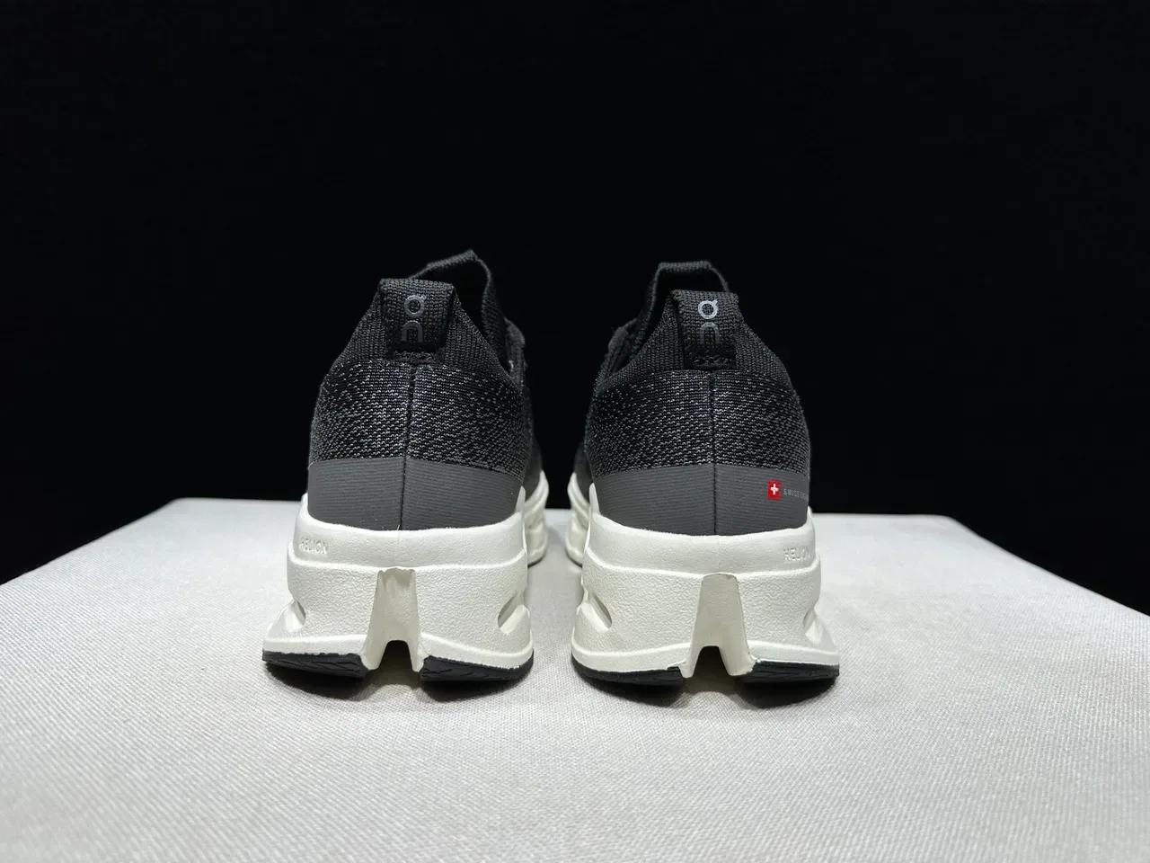 On Cloudmonster Black and Off-White Running Shoes 12