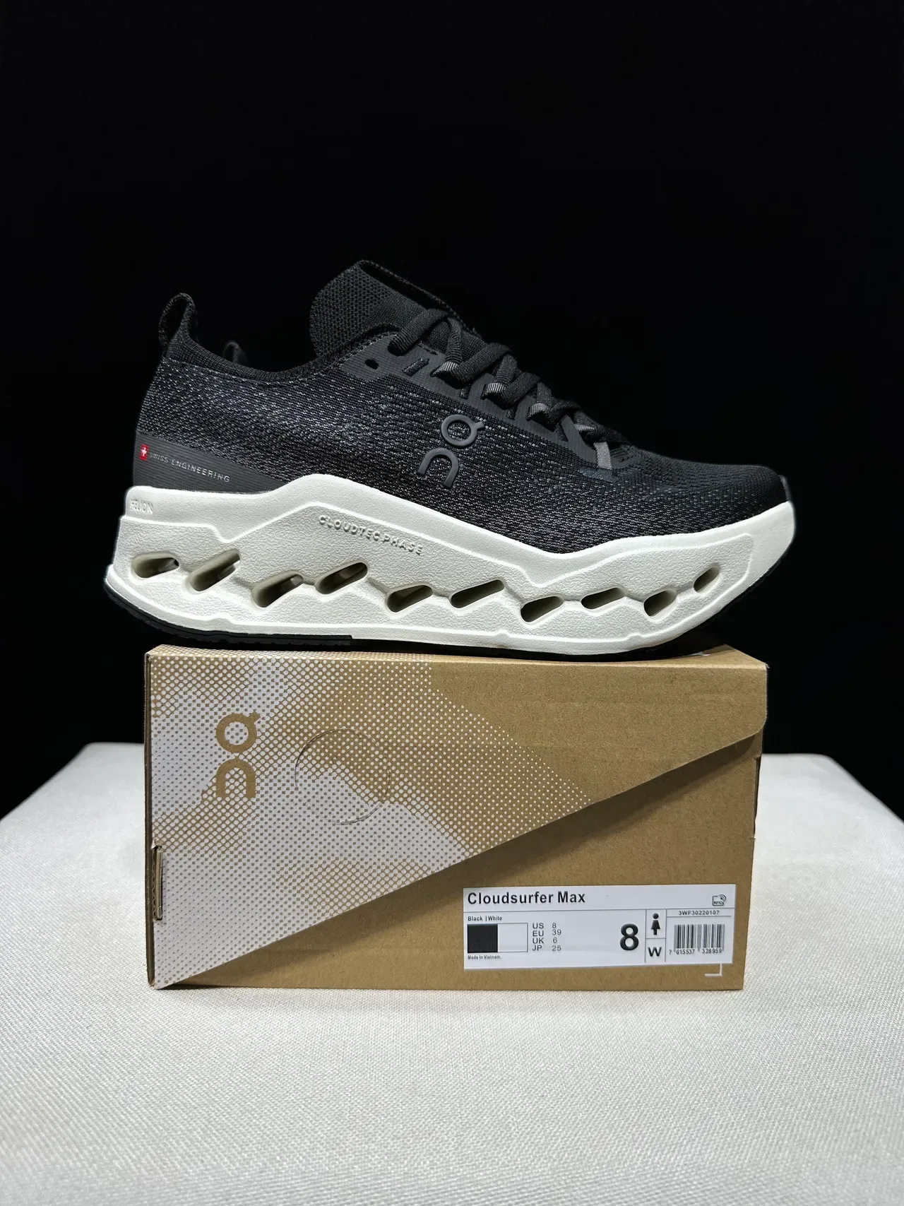 On Cloudmonster Black and Off-White Running Shoes 14