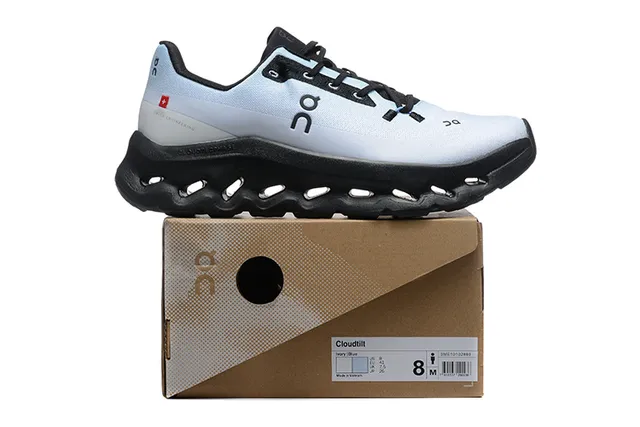 On Cloudmonster Light Blue and Black Running Shoes 2