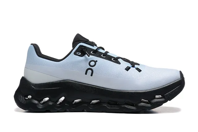 On Cloudmonster Light Blue and Black Running Shoes 4