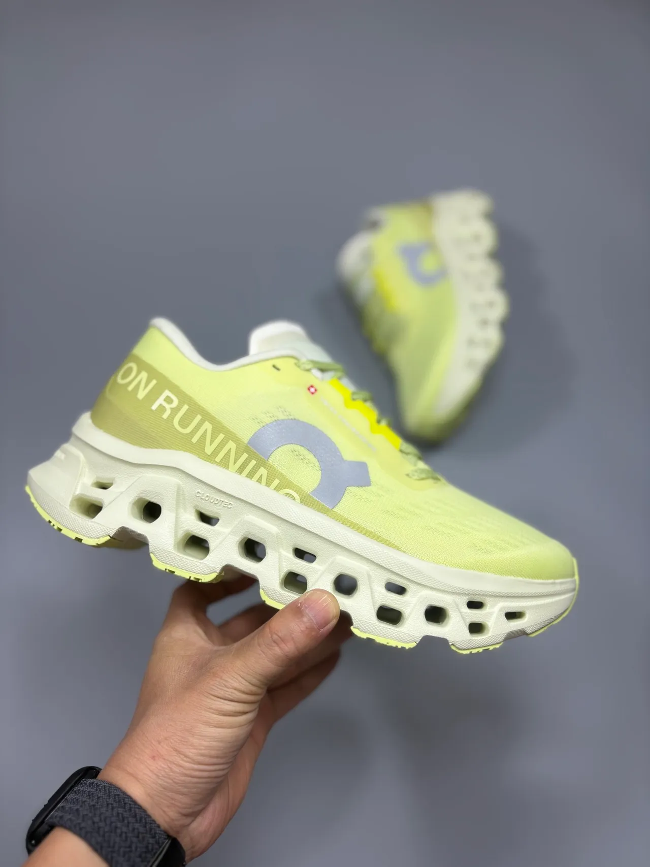 On Cloudmonster Lime Yellow Running Shoes 6