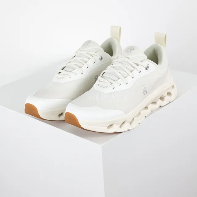 On Cloudmonster Off-White and Gum Running Shoes 2