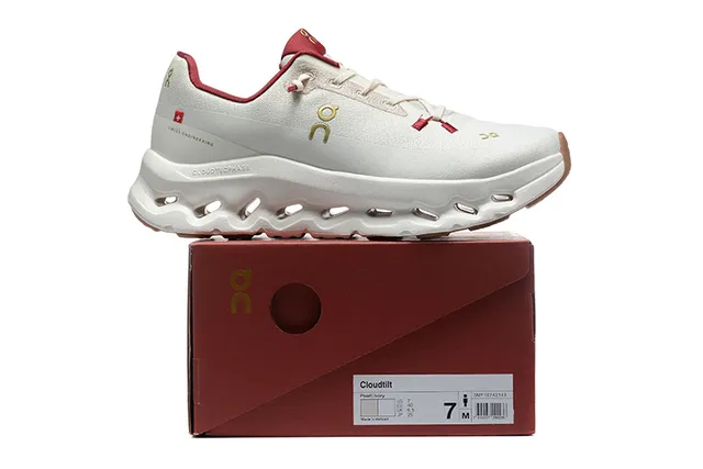 On Cloudmonster Off-White and Red Running Shoes 2