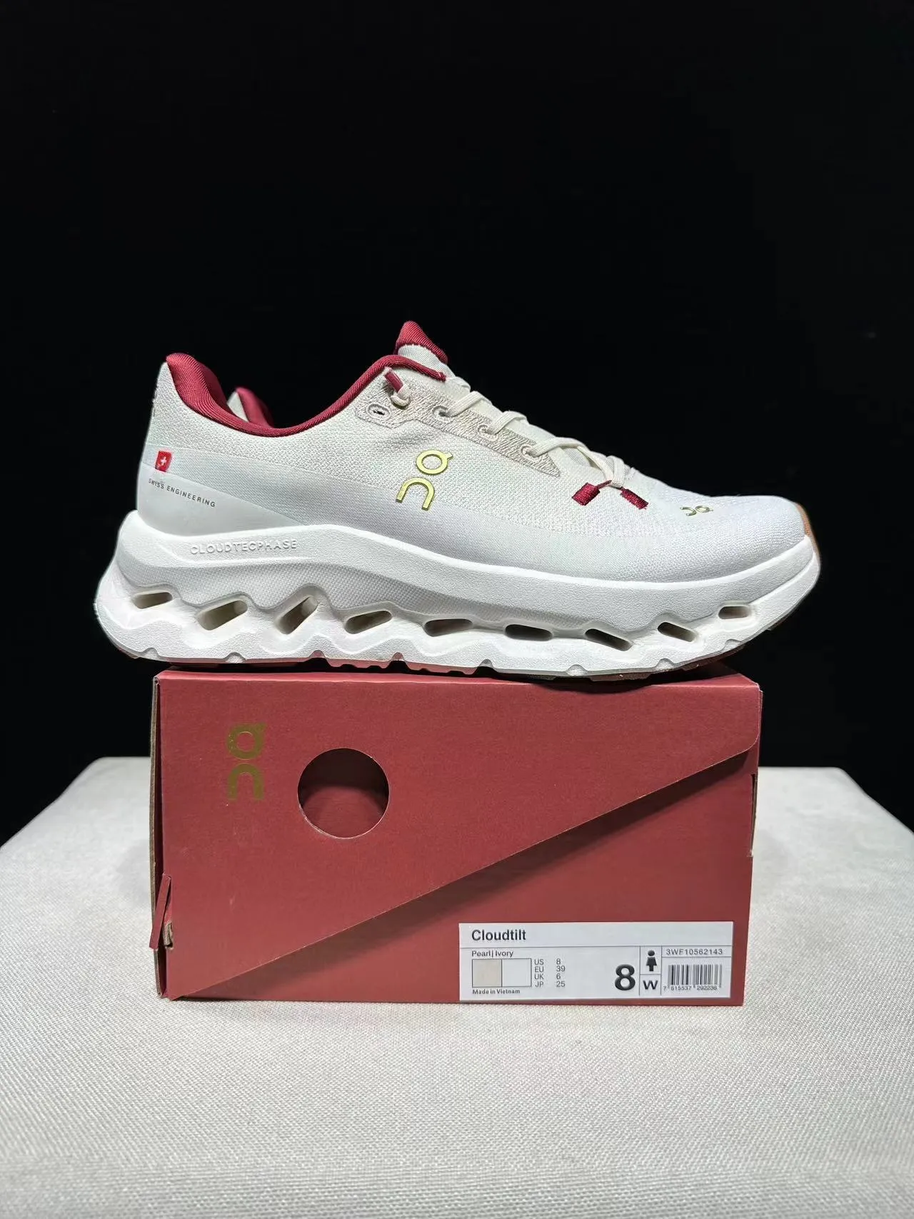On Cloudmonster Off-White and Red Running Shoes 14