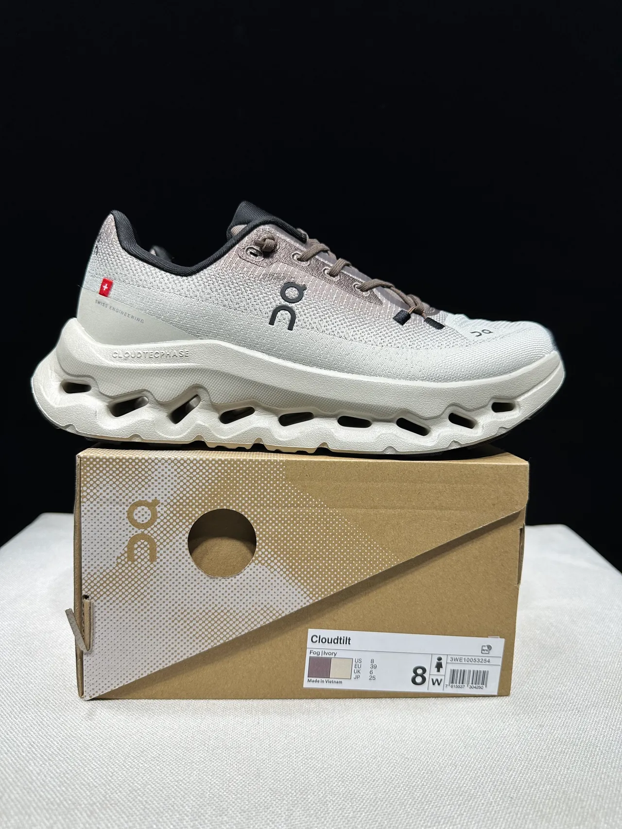 On CloudTec Phase Beige Brown Engineered Knit Upper Hollowed Midsole Running Shoes 14