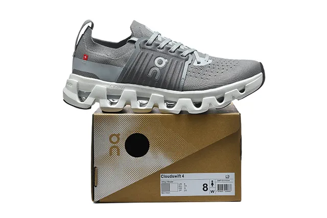 On Gray Knit Running Sneaker 2