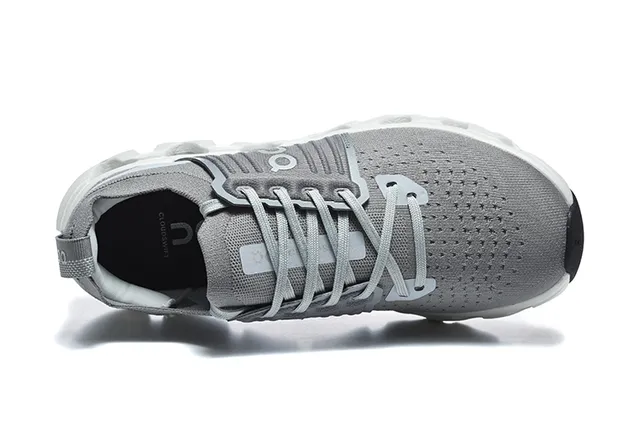 On Gray Knit Running Sneaker 3