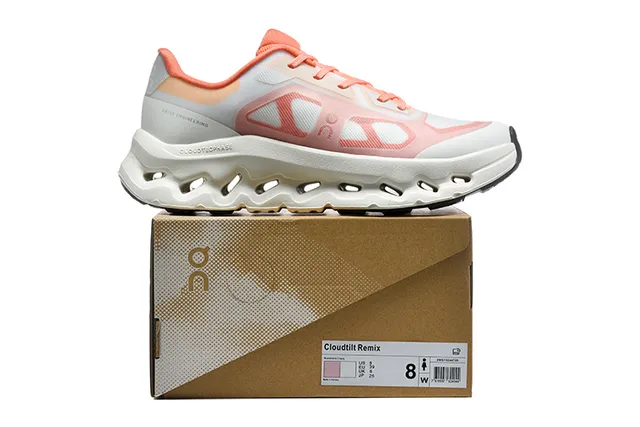 On White Orange Sculpted Wavy Midsole Open Hexagonal CloudTec Pods Running Shoes 2
