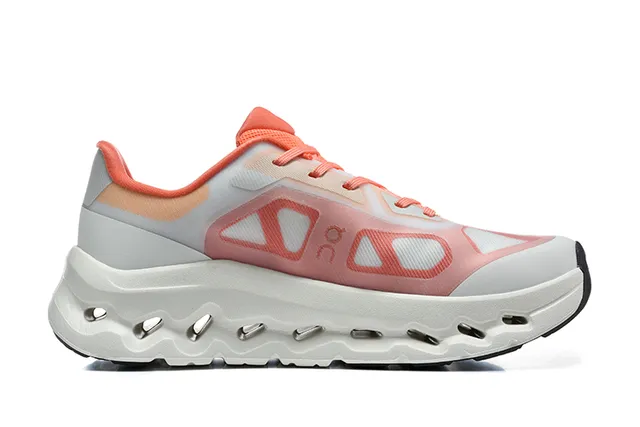 On White Orange Sculpted Wavy Midsole Open Hexagonal CloudTec Pods Running Shoes 4