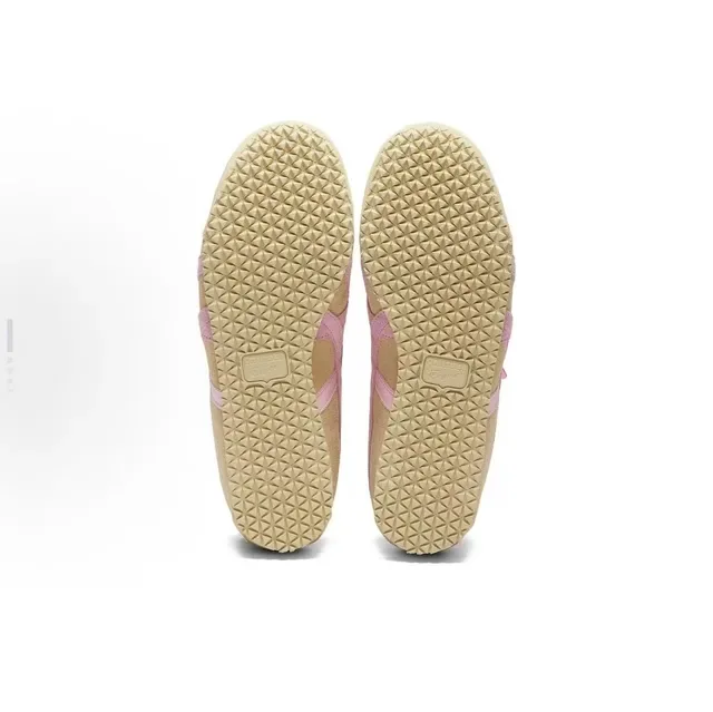 Onitsuka Tiger Beige Pink Suede Upper Intersecting Stripe Logo Lifestyle Sneakers 6