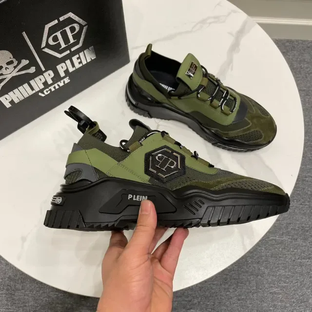 Philipp Plein Active Chaussures Chunky Vert Olive et Noir 2