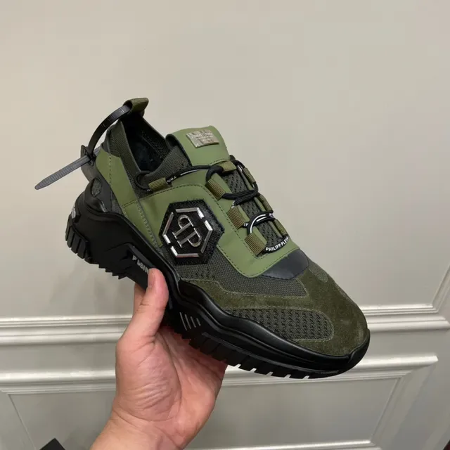 Philipp Plein Active Chaussures Chunky Vert Olive et Noir 5