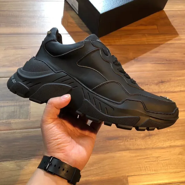 Philipp Plein Noir Monochrome Semelle Sculptée Sneakers Chunky 3