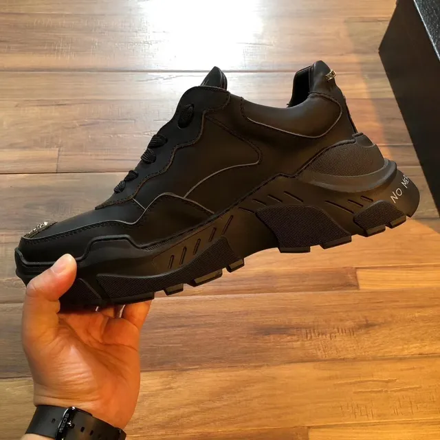Philipp Plein Noir Monochrome Semelle Sculptée Sneakers Chunky 4