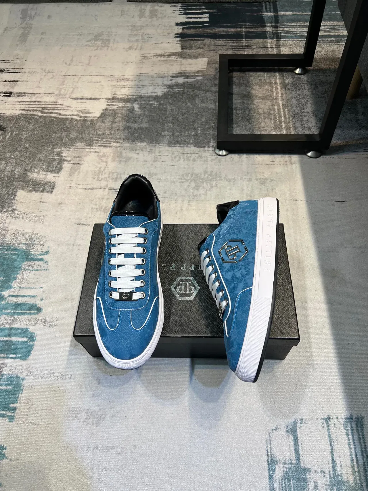 Philipp Plein Blue Leather Lifestyle Sneaker 4
