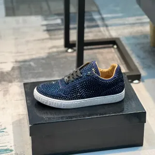 Philipp Plein Crystal-Embellished Navy Lifestyle Sneakers