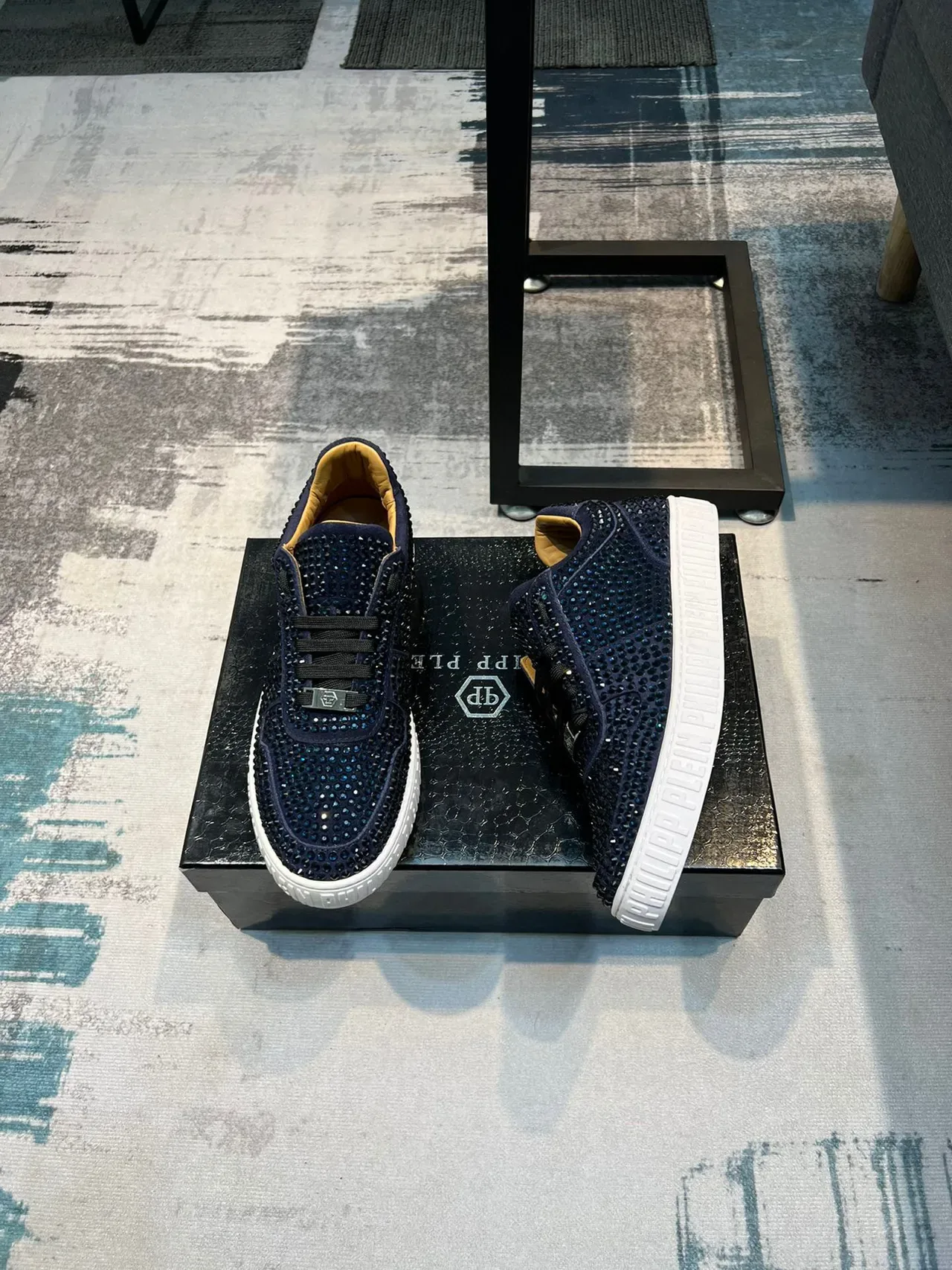 Philipp Plein Crystal-Embellished Navy Lifestyle Sneakers 4