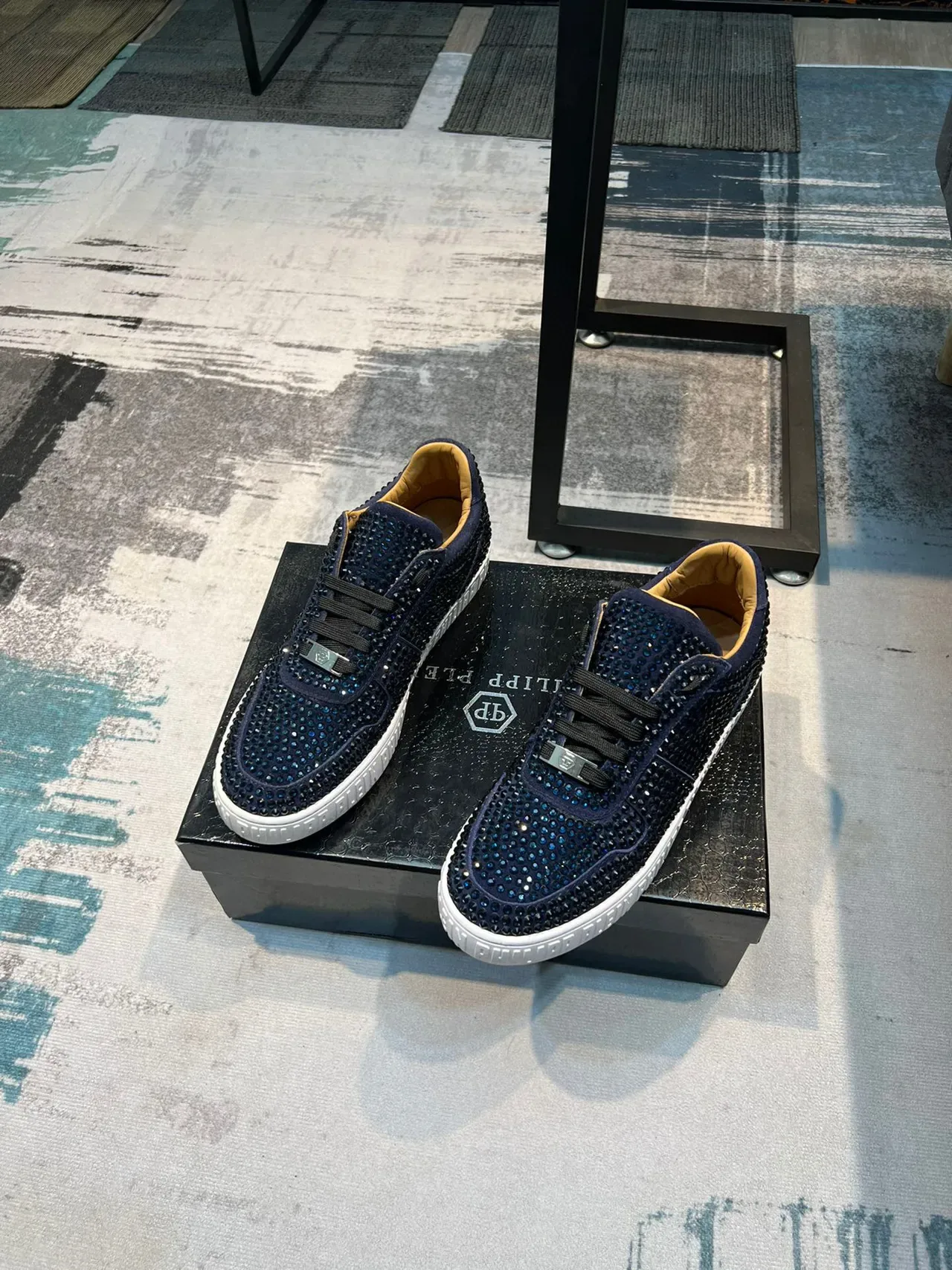 Philipp Plein Crystal-Embellished Navy Lifestyle Sneakers 5