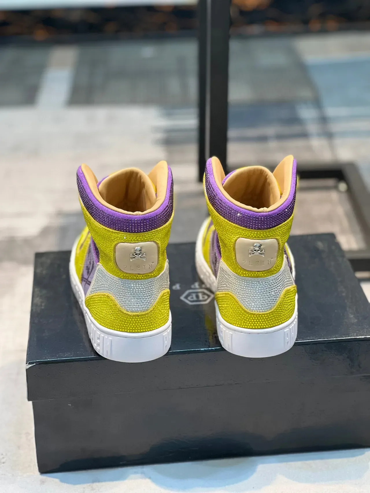 Philipp Plein High-Top Crystal-Embellished Yellow Purple Lifestyle Sneakers 2