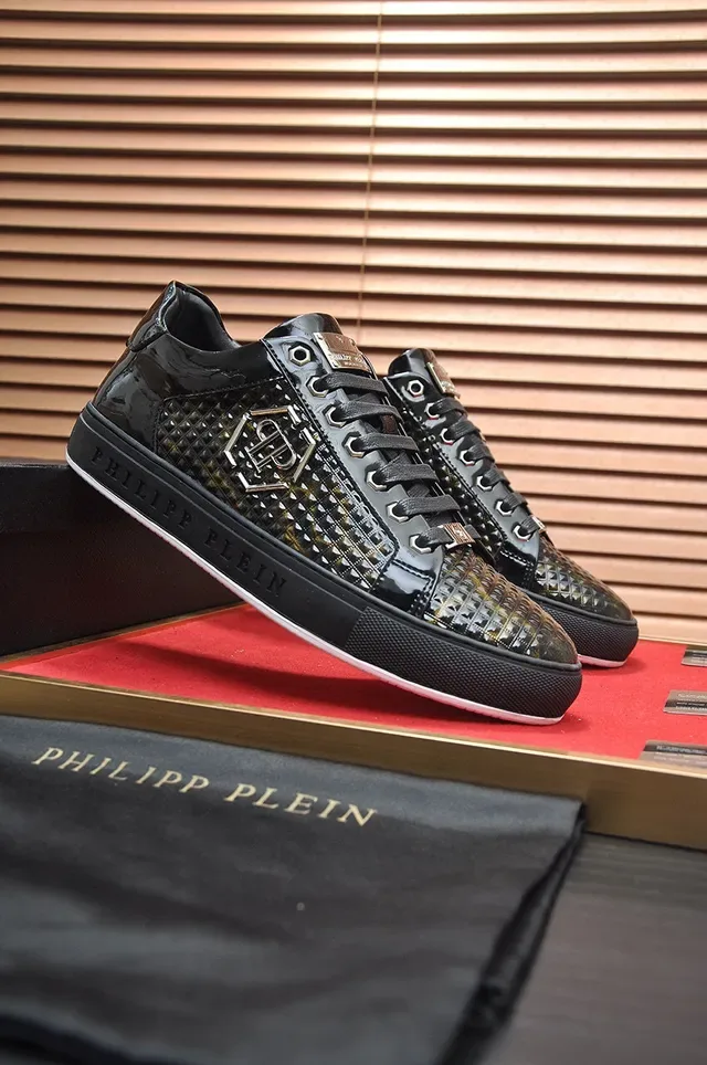 Philipp Plein লাইফস্টাইল স্নিকার কালো সোনালি গ্লসি পেটেন্ট লেদার সাপের ত্বকের টেক্সচার ওভারলে লাইফস্টাইল স্নিকার 8