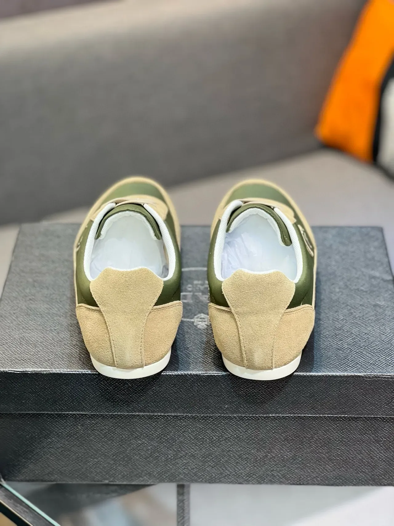 Prada Army Green Beige Low-Top Mixed-Material Lifestyle Sneakers 2