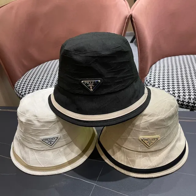 Prada Beige Brown Structured Fabric Stitched Texture Bucket Hat 2