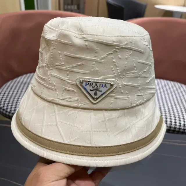 Prada Beige Brown Structured Fabric Stitched Texture Bucket Hat 9