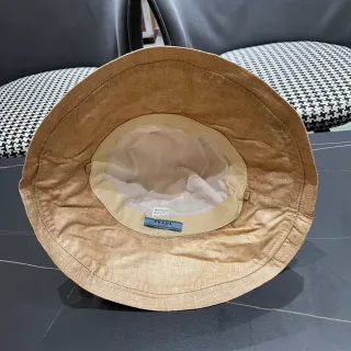 Prada Beige Linen-Textured Wide-Brim Bucket Hat