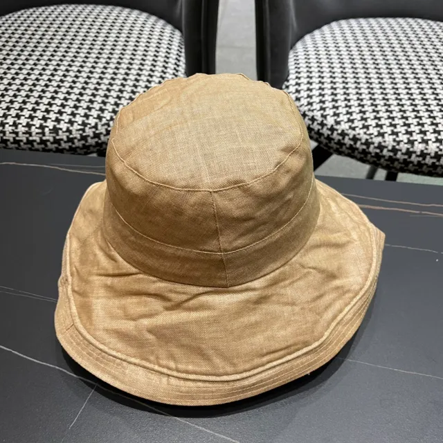 Prada Beige Linen-Textured Wide-Brim Bucket Hat 7