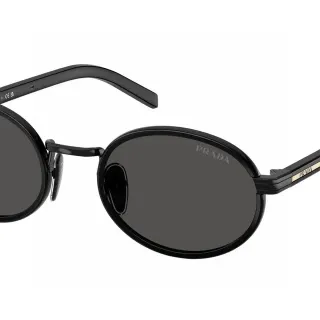 Prada Black Beige Oval Frame Thin Metal Construction Sunglasses