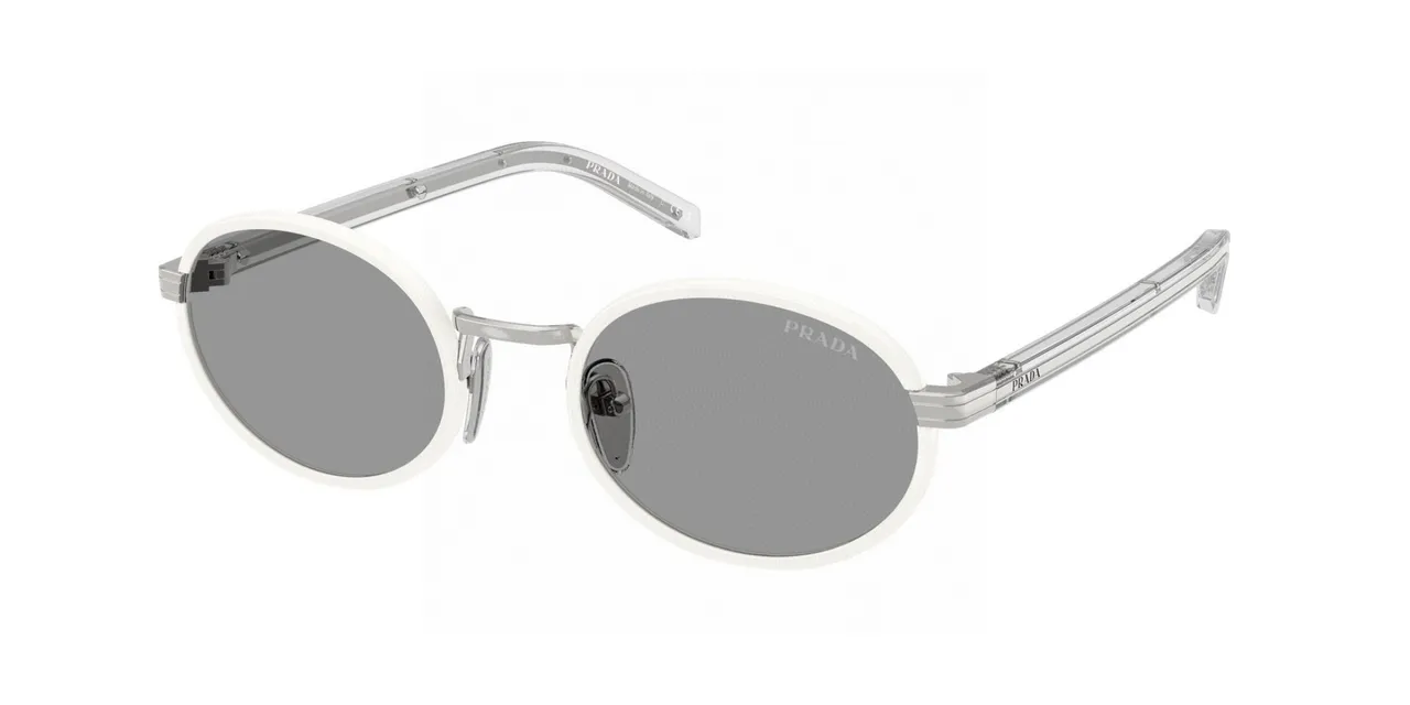Prada Black Beige Oval Frame Thin Metal Construction Sunglasses 9