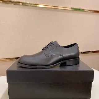 Prada Black Cap-Toe Closed-Lace Oxford Shoes