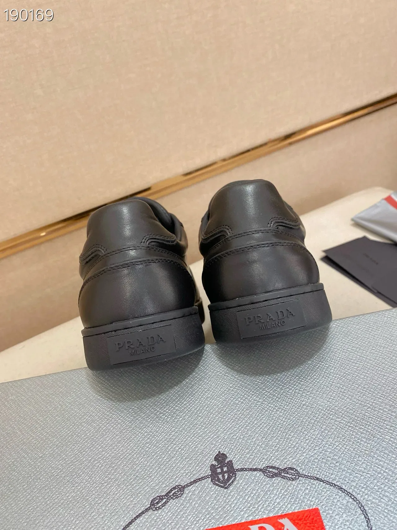 Prada Black Gold Leather Paneled Upper Lifestyle Sneakers 2
