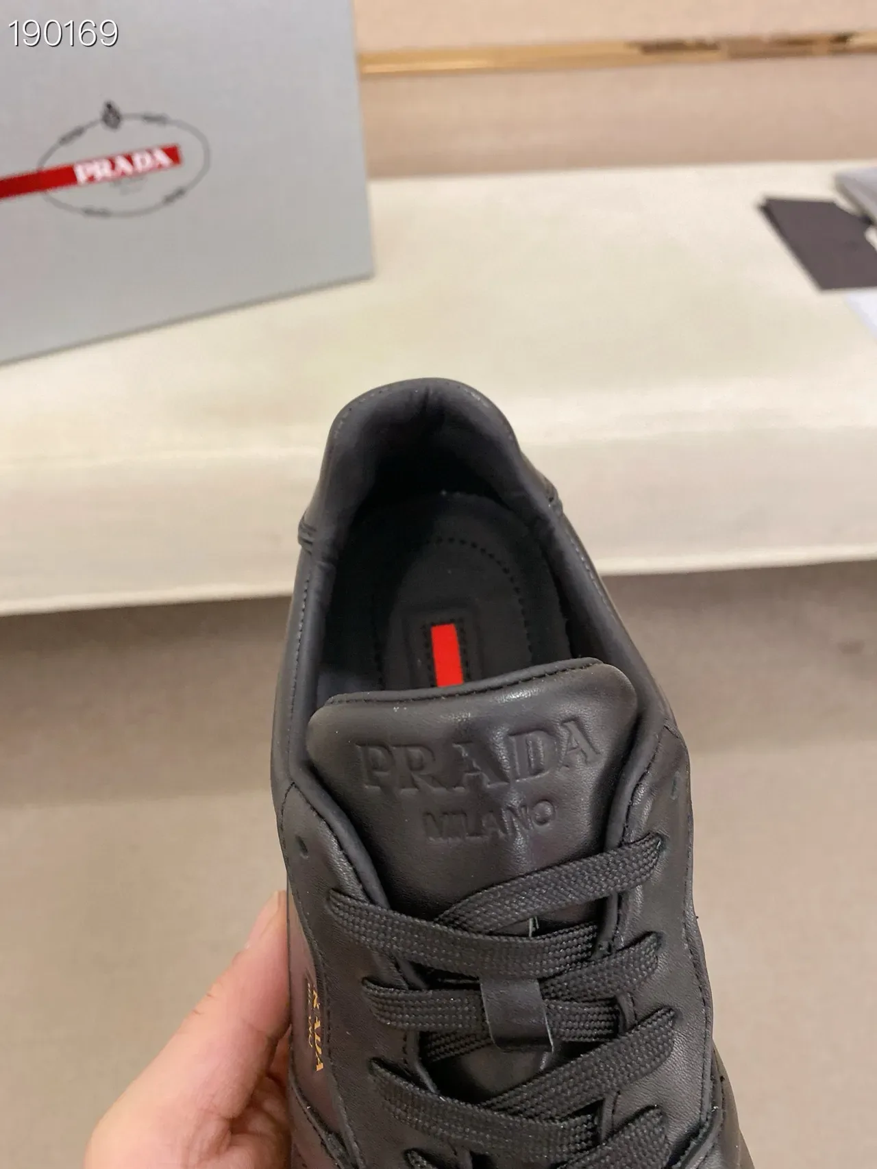 Prada Black Gold Leather Paneled Upper Lifestyle Sneakers 6