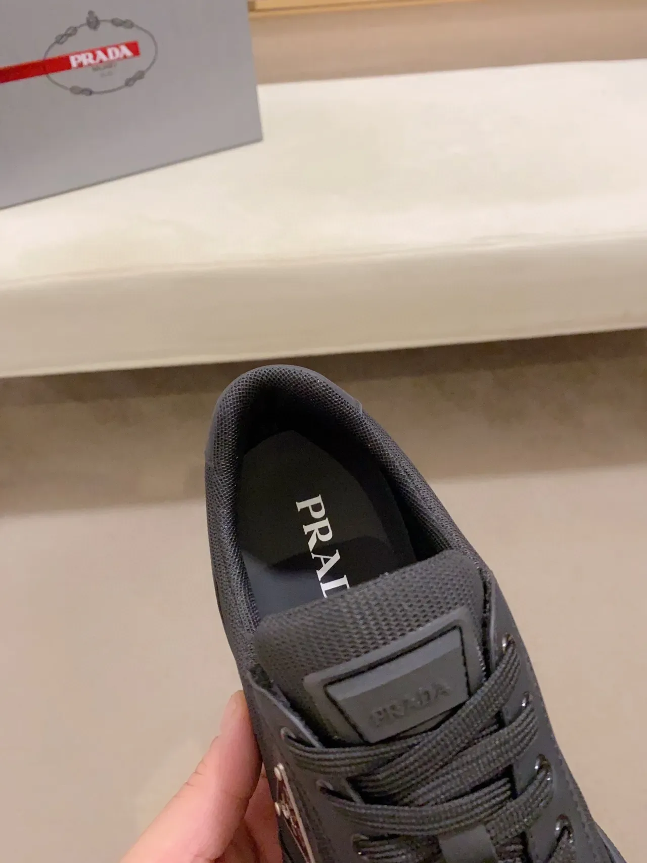 Prada Black Mesh and Synthetic Overlay Lifestyle Sneaker 7