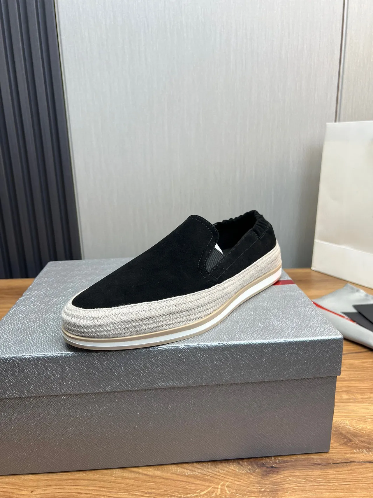 Prada Black Suede Slip-On Boat Shoes 4
