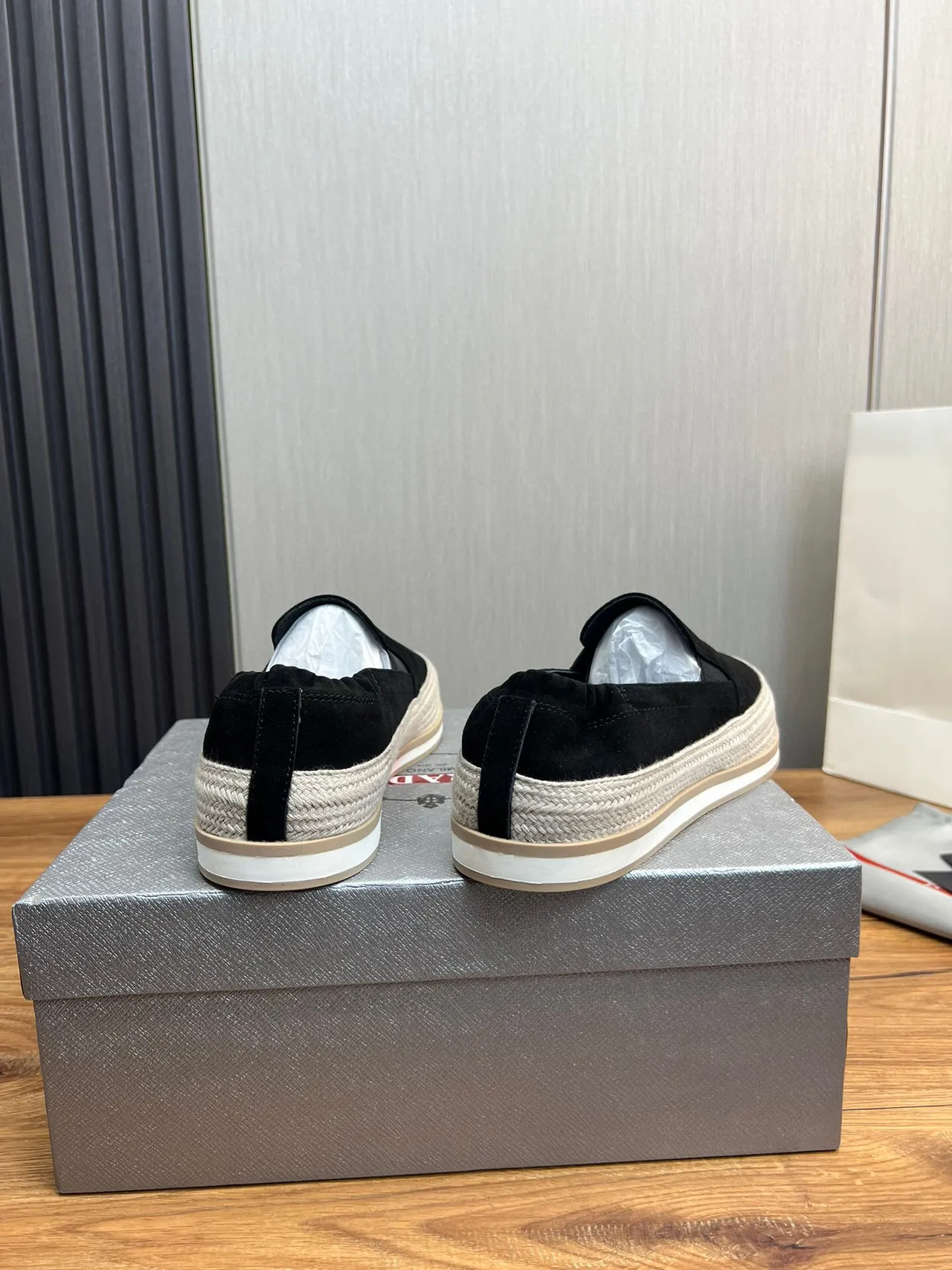 Prada Black Suede Slip-On Boat Shoes 5
