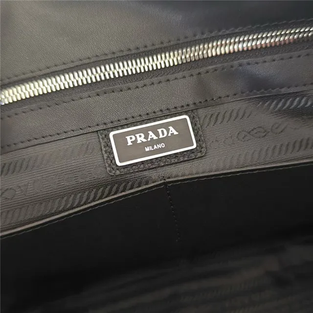 Prada Black White Structured Textured Leather Handbag 2