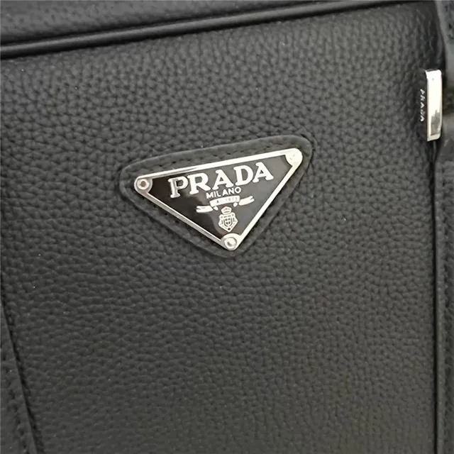 Prada Black White Structured Textured Leather Handbag 5