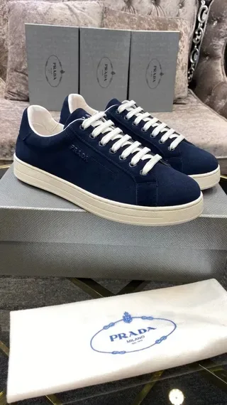 Prada Blue Suede Low-Top Lifestyle Sneakers 2