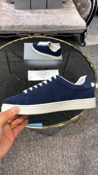 Prada Blue Suede Low-Top Lifestyle Sneakers 7