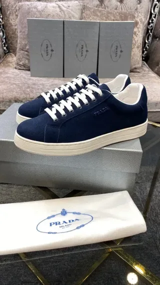 Prada Blue Suede Low-Top Lifestyle Sneakers 8