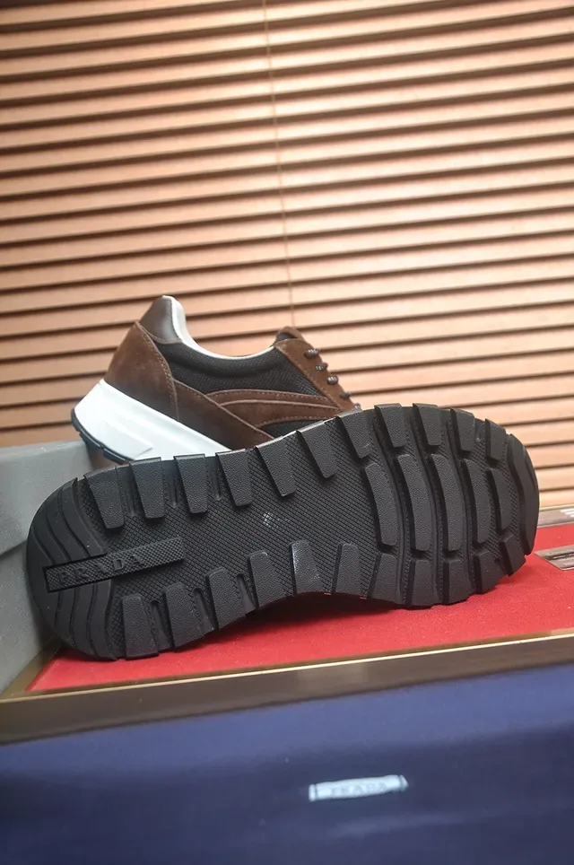 Prada Brown and Black Suede Mesh Lifestyle Sneaker 2