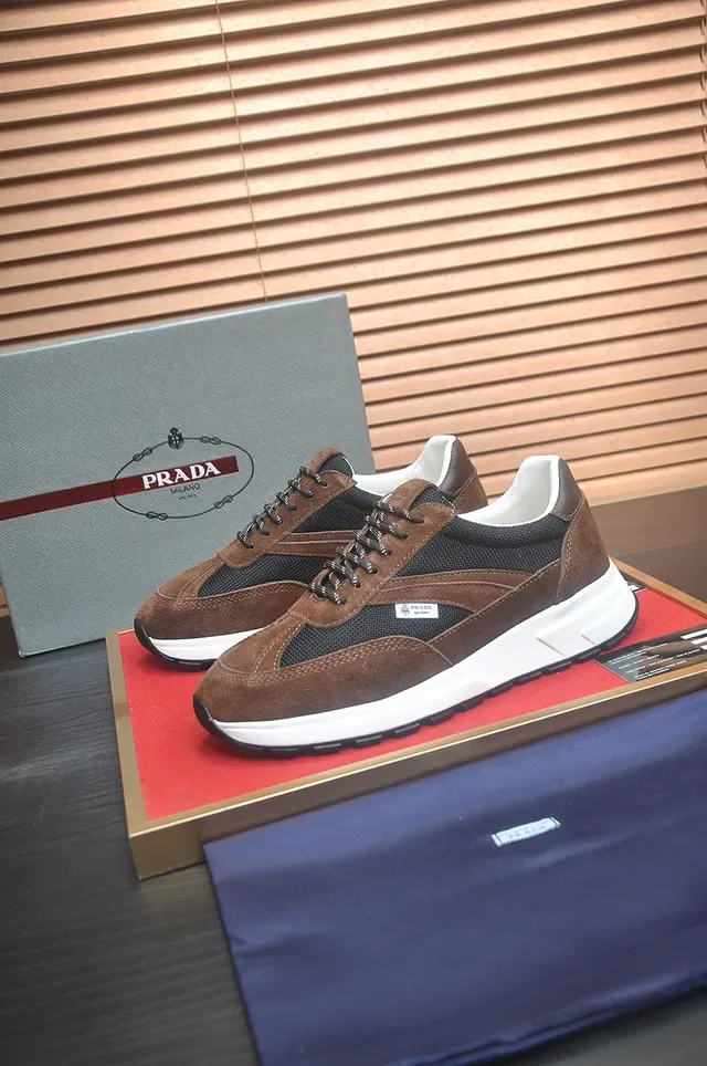 Prada Brown and Black Suede Mesh Lifestyle Sneaker 3