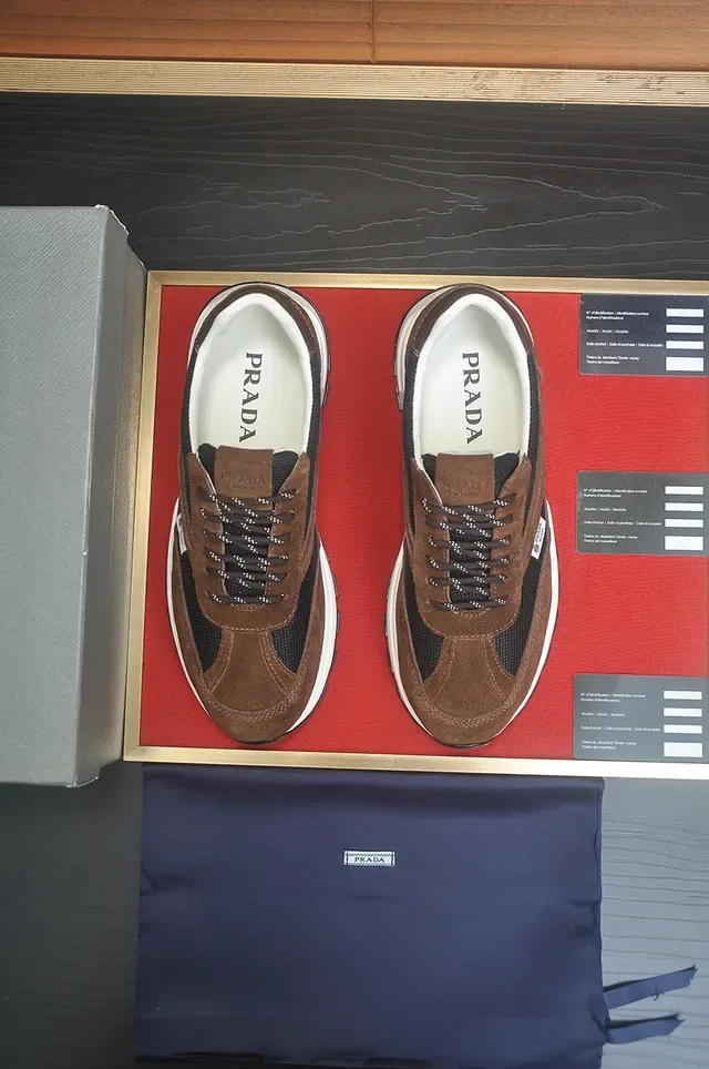 Prada Brown and Black Suede Mesh Lifestyle Sneaker 4