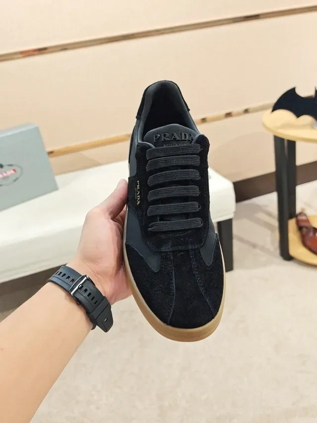 Prada Cloudbust Black Beige Mixed-Material Upper Suede And Leather Panels Lifestyle Sneakers 5