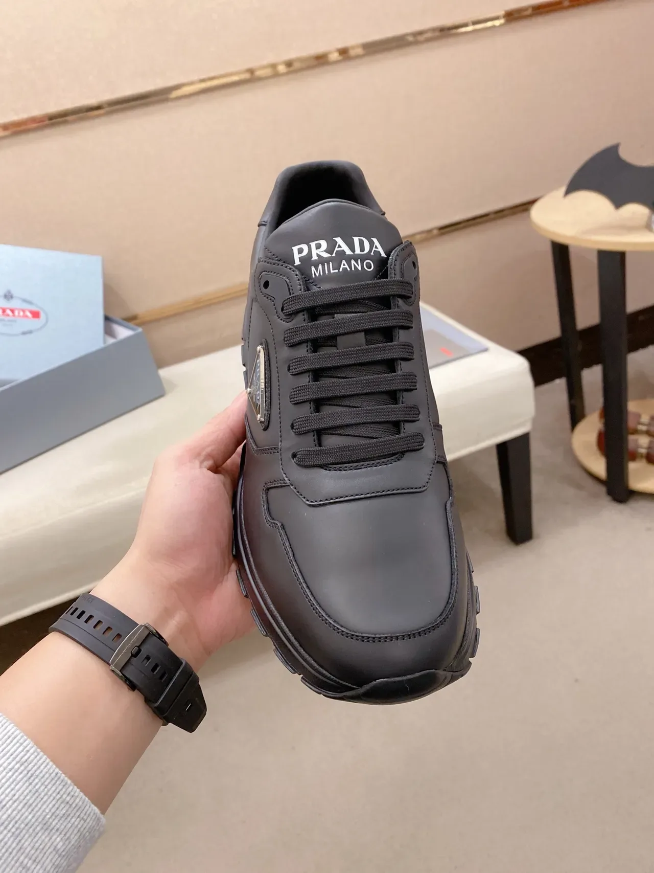 Prada Cloudbust Black Leather Lifestyle Sneakers 5