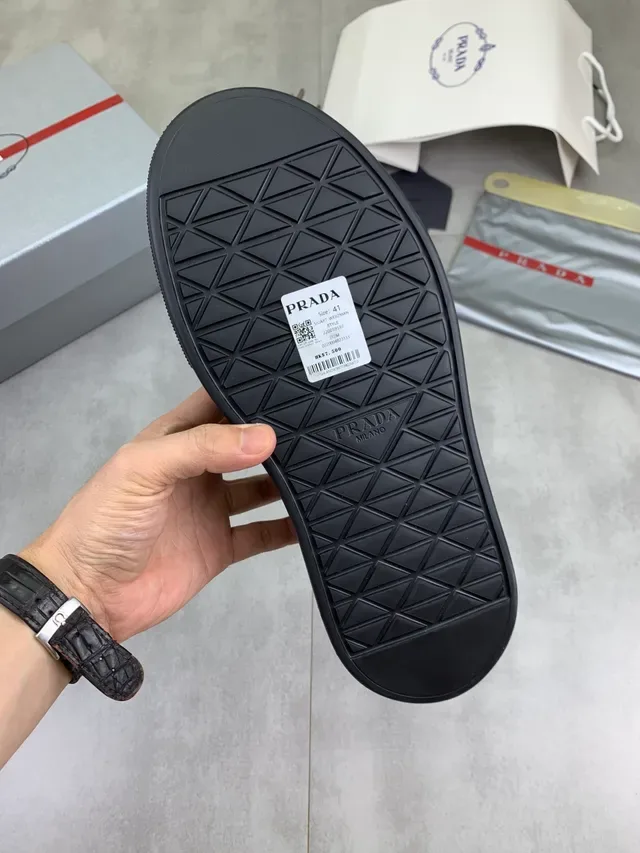 Prada Cloudbust Black Patent and Mesh Chunky Sneakers 3