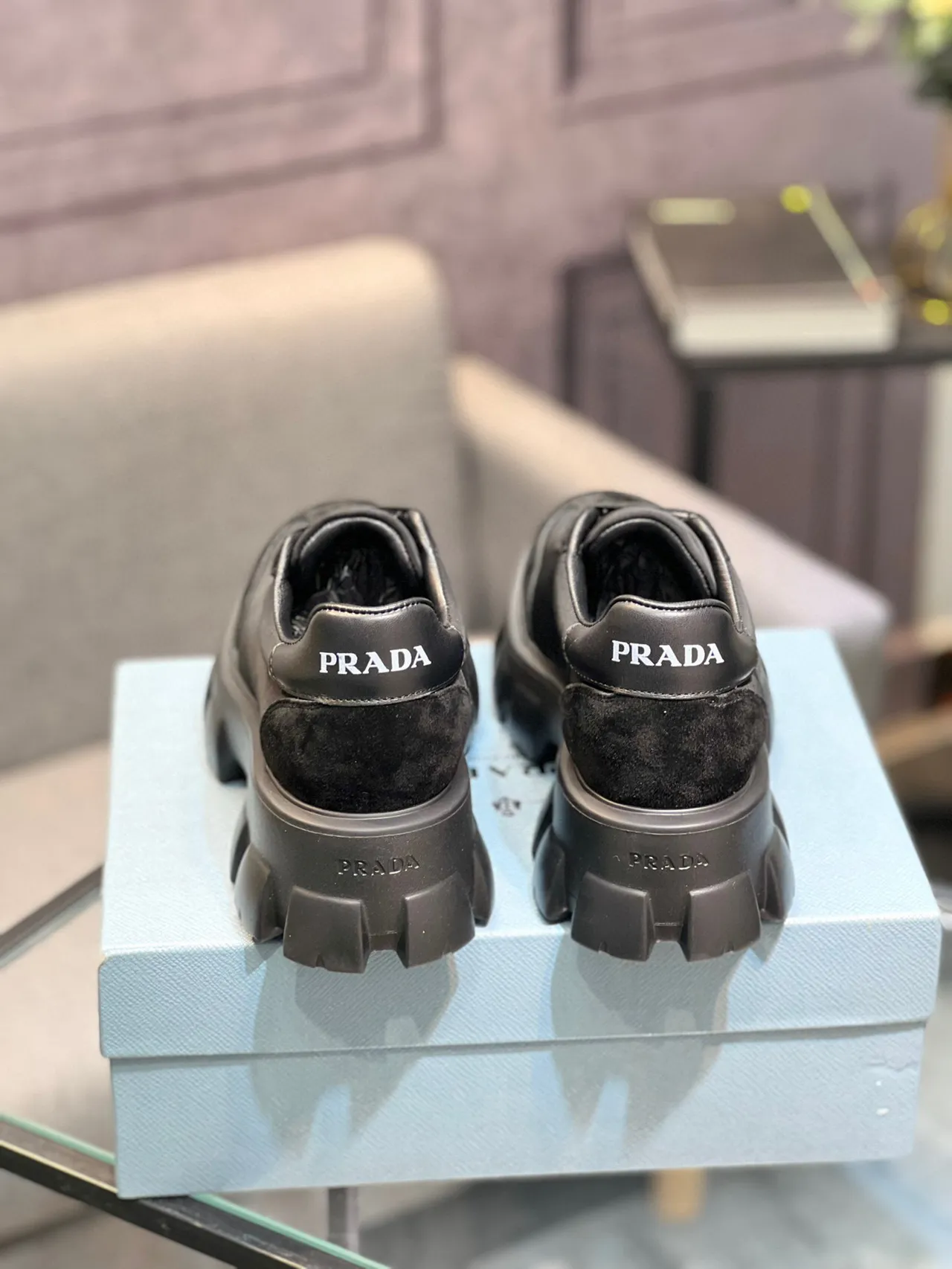 Prada Cloudbust Black Suede and Nylon Chunky Sneakers 2