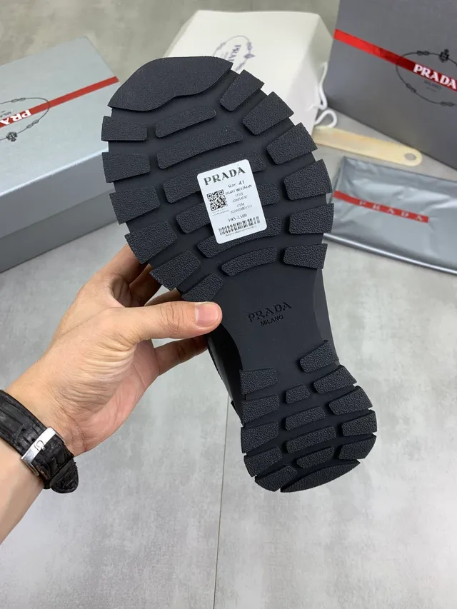 Prada Cloudbust Black White Mesh And Suede Hybrid Upper Chunky Rugged Sole Lifestyle Sneakers 2